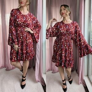 Gigio Burgundy Floral Dress
